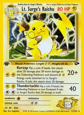 Lt. Surge's Raichu #11 Gym Challenge PSA 10