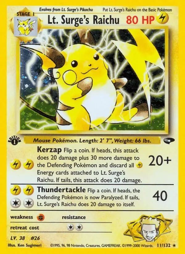 Lt. Surge's Raichu #11 Gym Challenge PSA 10