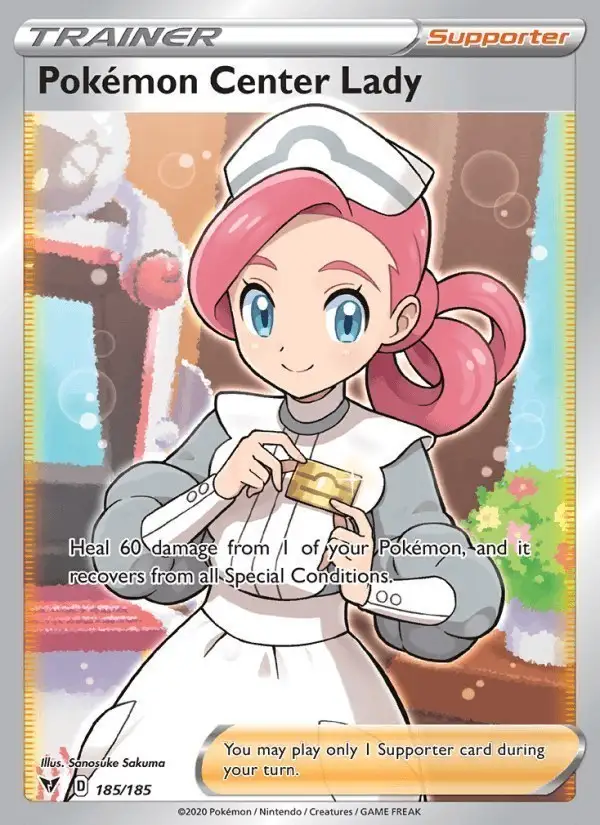 Pokémon Center Lady #185 Vivid Voltage PSA 10