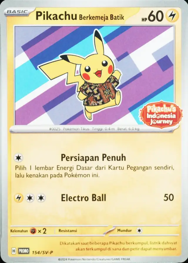 Pikachu in Batik Shirt #154 Indonesian SV-P Promo PSA 10