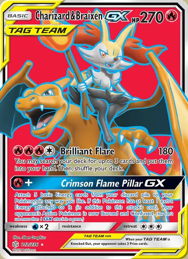 Charizard & Braixen GX #212 Cosmic Eclipse PSA 10
