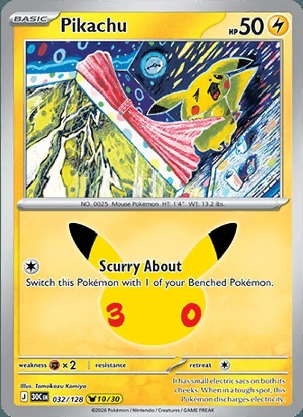 Pikachu #032 30th Celebration PSA 10