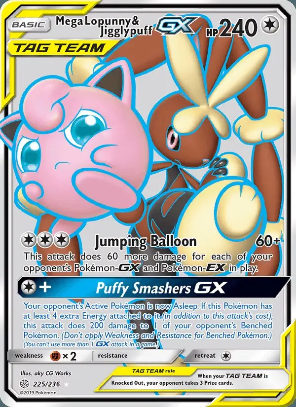 Mega Lopunny & Jigglypuff GX #225 Cosmic Eclipse PSA 10
