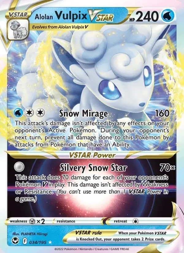 Alolan Vulpix VSTAR #034 Silver Tempest PSA 10