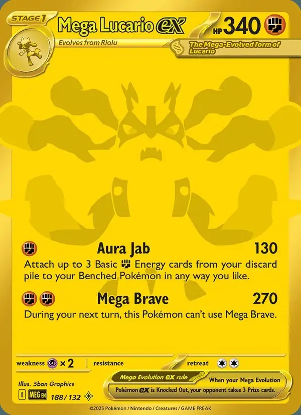 Mega Lucario ex #188 Mega Evolution PSA 10