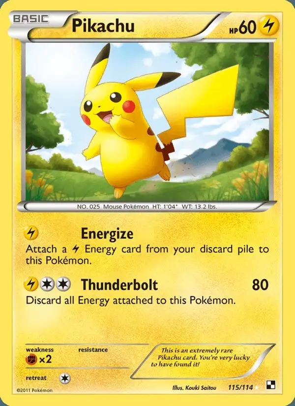 Pikachu #115 Black & White PSA 10