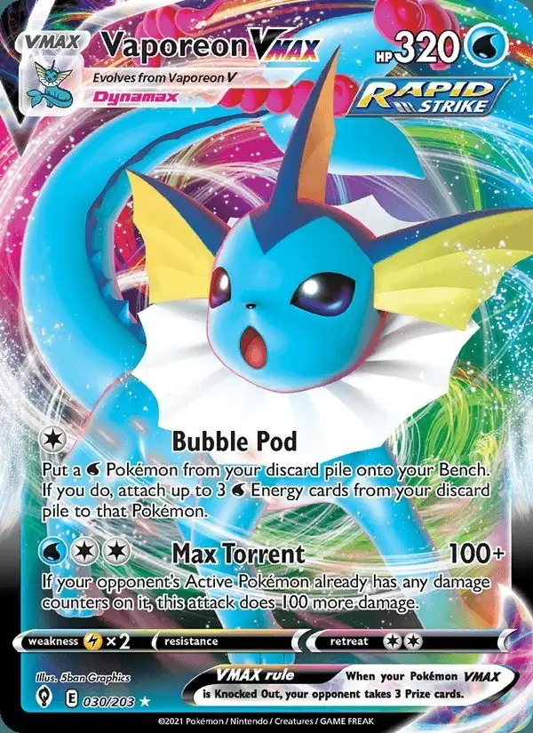 Vaporeon VMAX #30 Evolving Skies PSA 10