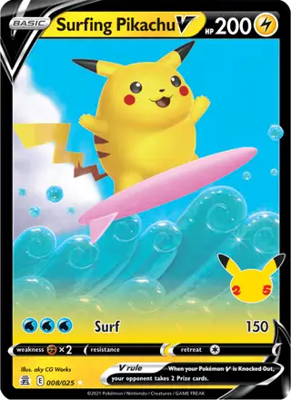 Surfing Pikachu V #008 Celebrations PSA 10