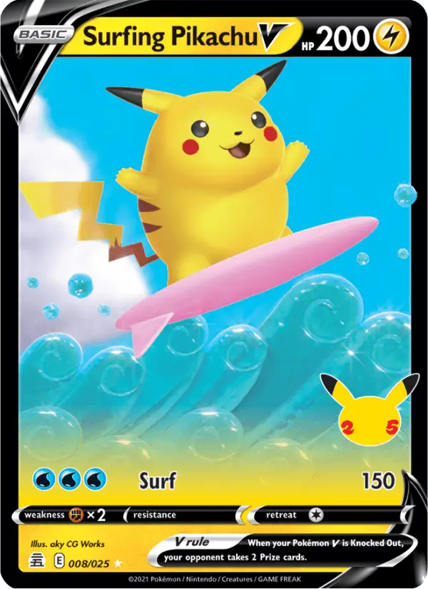 Surfing Pikachu V #008 Celebrations PSA 10