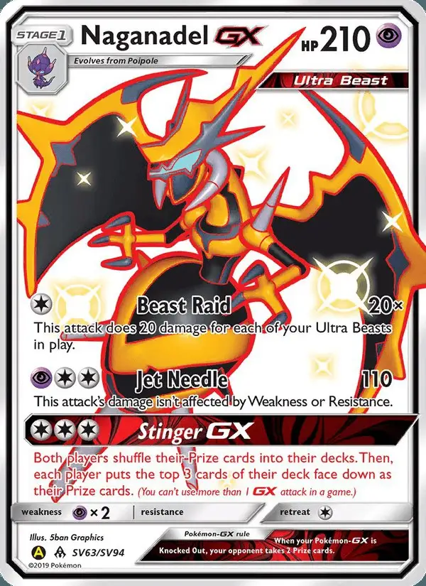 Naganadel-GX #SV63 Hidden Fates Shiny Vault PSA 10