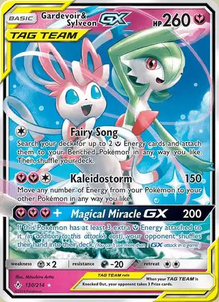 Gardevoir & Sylveon GX #130 Unbroken Bonds PSA 10