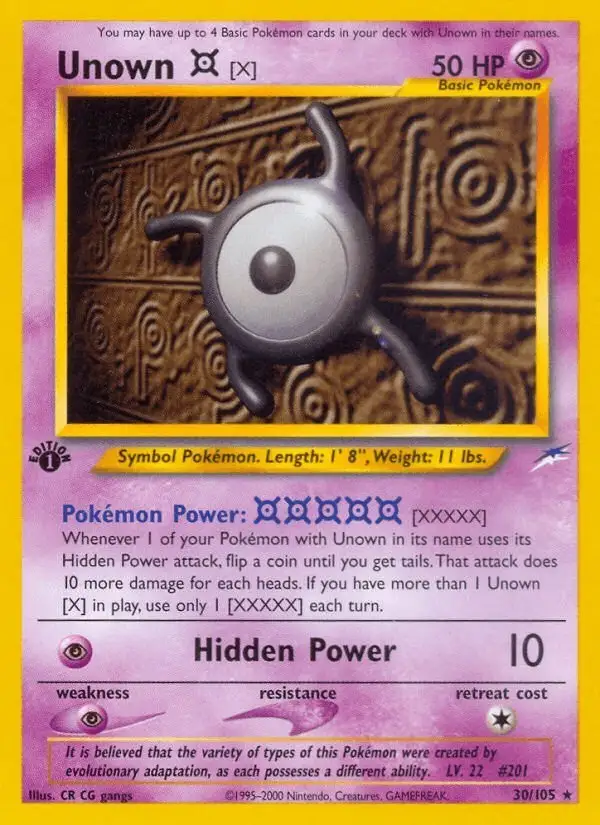 Unown [X] #30 Neo Destiny PSA 10