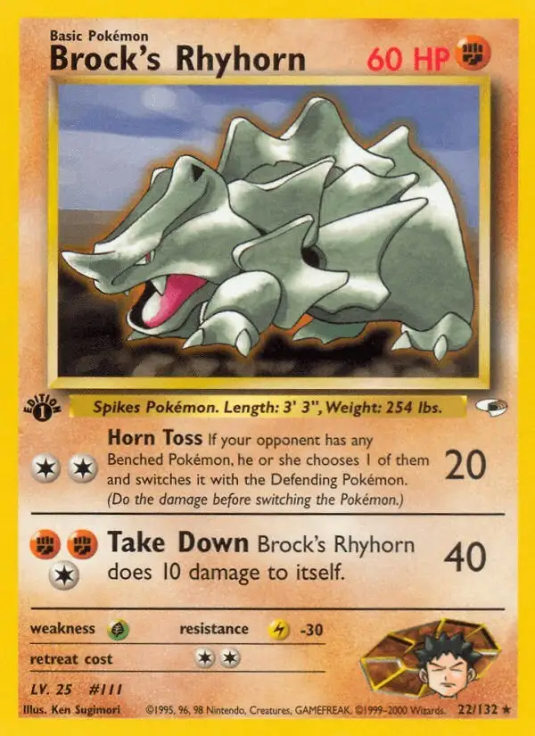 Brock's Rhyhorn #22 Gym Heroes PSA 10