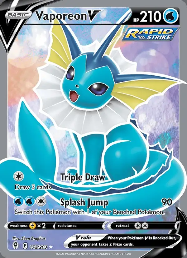 Vaporeon V #172 Evolving Skies PSA 10