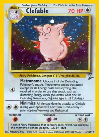 Clefable #5 Base Set 2 PSA 10