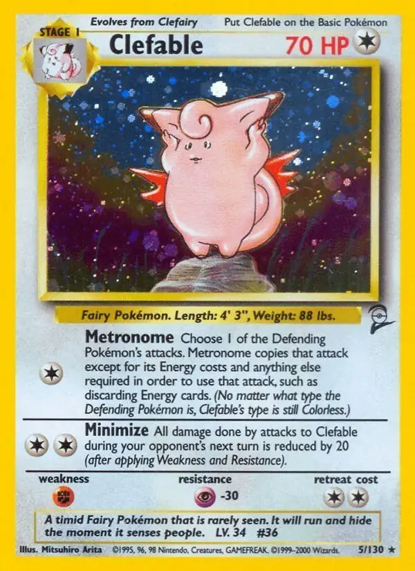 Clefable #5 Base Set 2 PSA 10