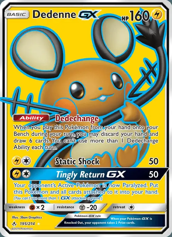 Dedenne GX #195 Unbroken Bonds PSA 10