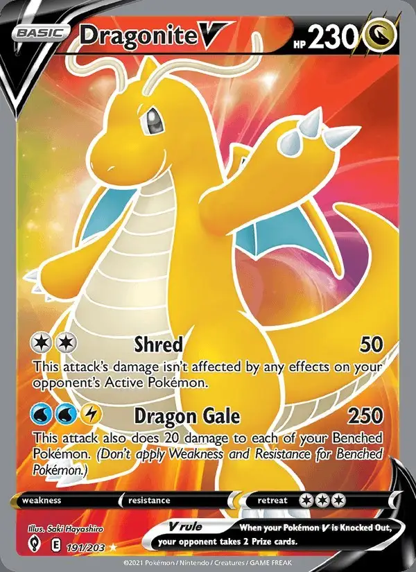 Dragonite V #191 Evolving Skies PSA 10