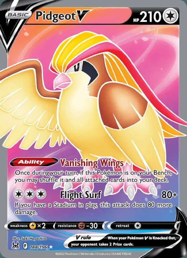 Pidgeot V #188 Lost Origin PSA 10