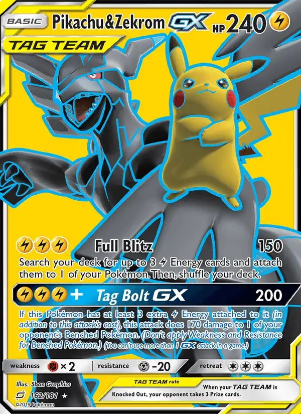 Pikachu & Zekrom GX #162 Team Up PSA 10