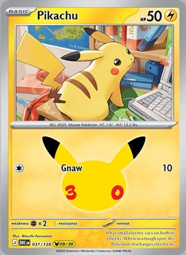 Pikachu #031 30th Celebration PSA 10