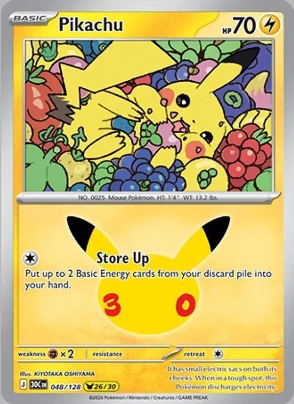 Pikachu #048 30th Celebration PSA 10
