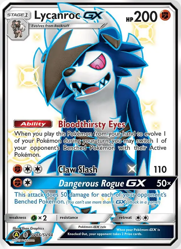 Lycanroc-GX #SV66 Hidden Fates Shiny Vault PSA 10