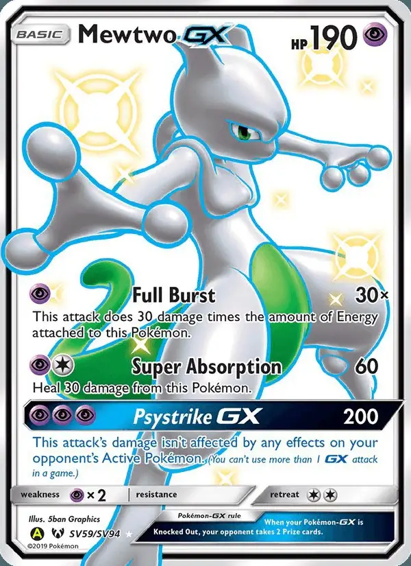 Mewtwo-GX #SV59 Hidden Fates Shiny Vault PSA 10