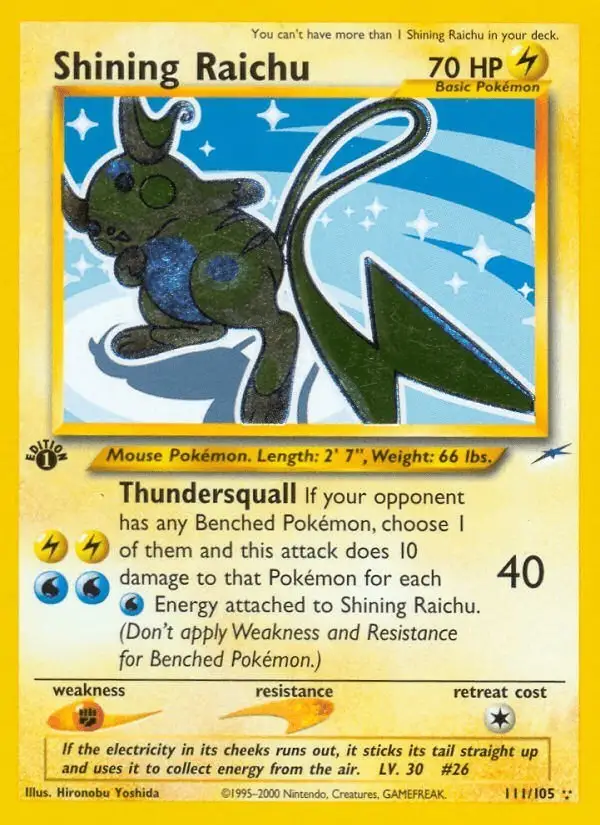 Shining Raichu #111 Neo Destiny PSA 10