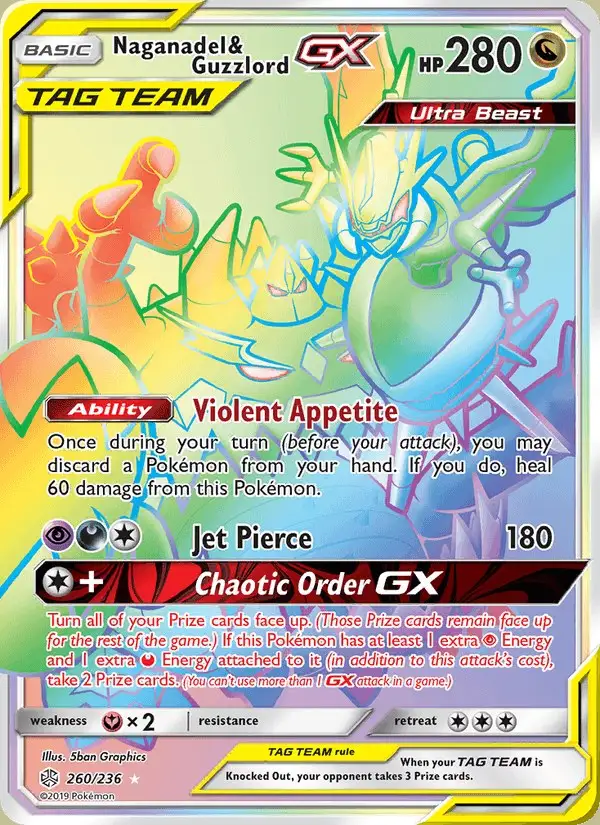 Naganadel & Guzzlord GX #260 Cosmic Eclipse PSA 10