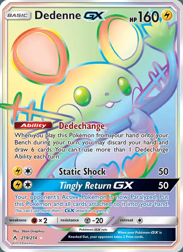 Dedenne GX #219 Unbroken Bonds PSA 10