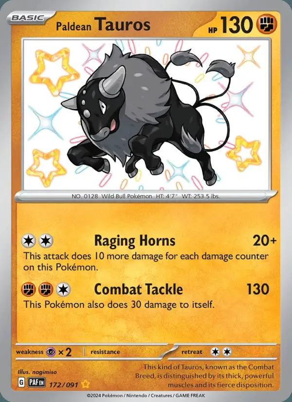 Paldean Tauros #172 Paldean Fates PSA 10