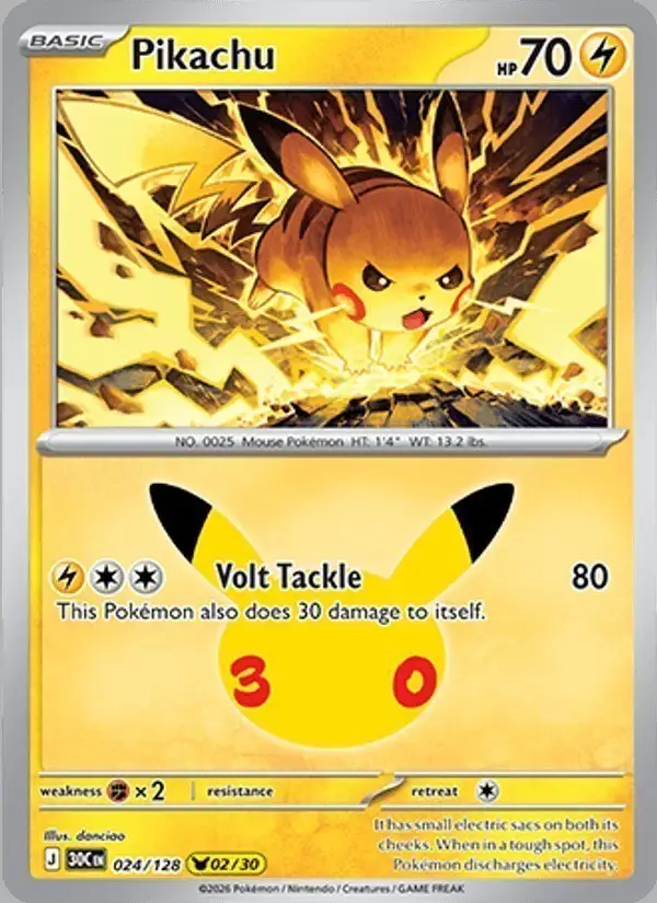 Pikachu #024 30th Celebration PSA 10