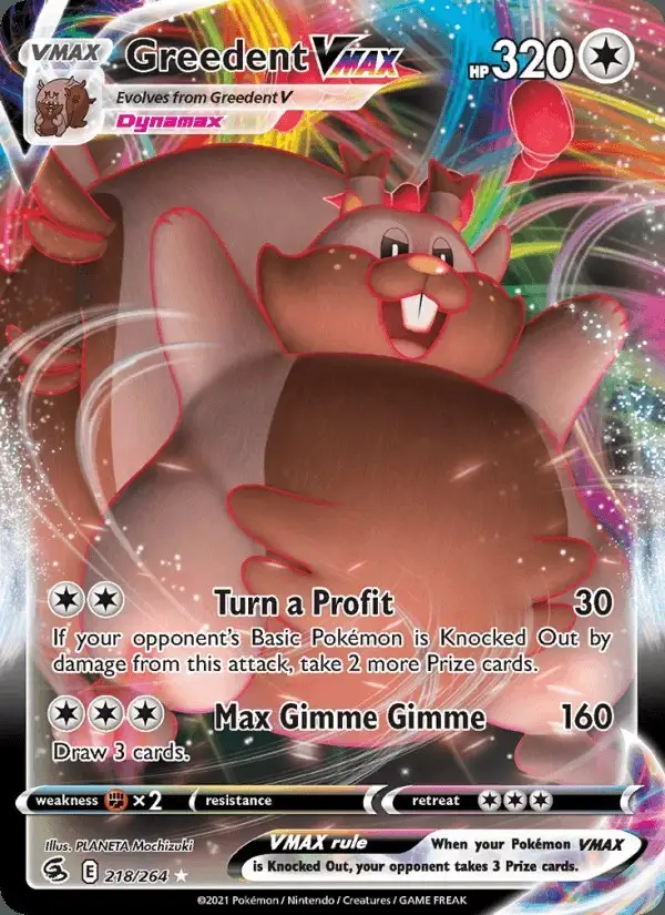 Greedent VMAX #218 Fusion Strike PSA 10