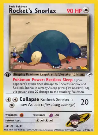 Rocket's Snorlax #33 Gym Heroes PSA 10