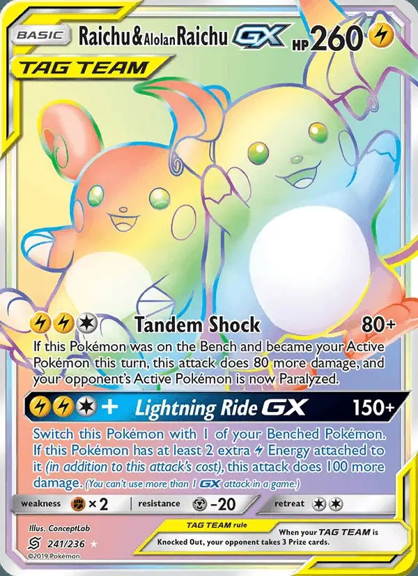 Raichu & Alolan Raichu GX #241 Unified Minds PSA 10
