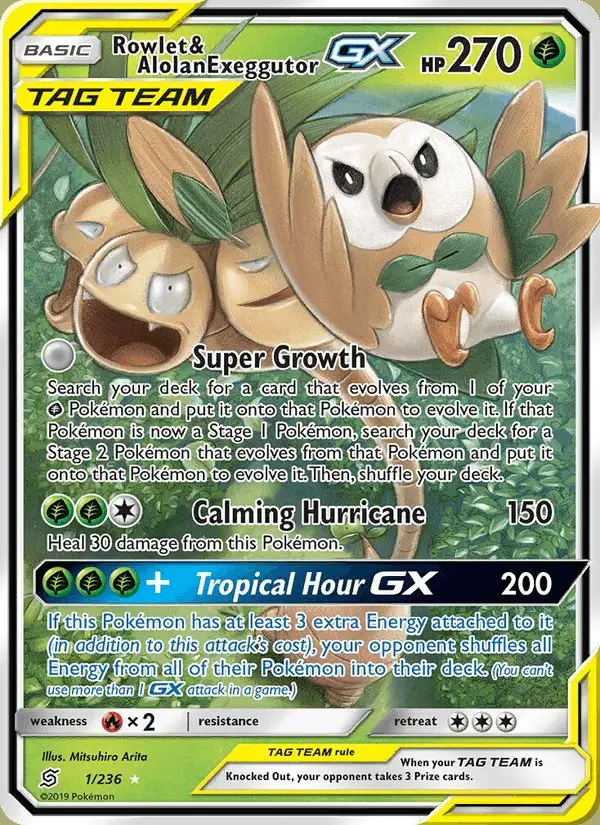 Rowlet & Alolan Exeggutor GX #1 Unified Minds PSA 10