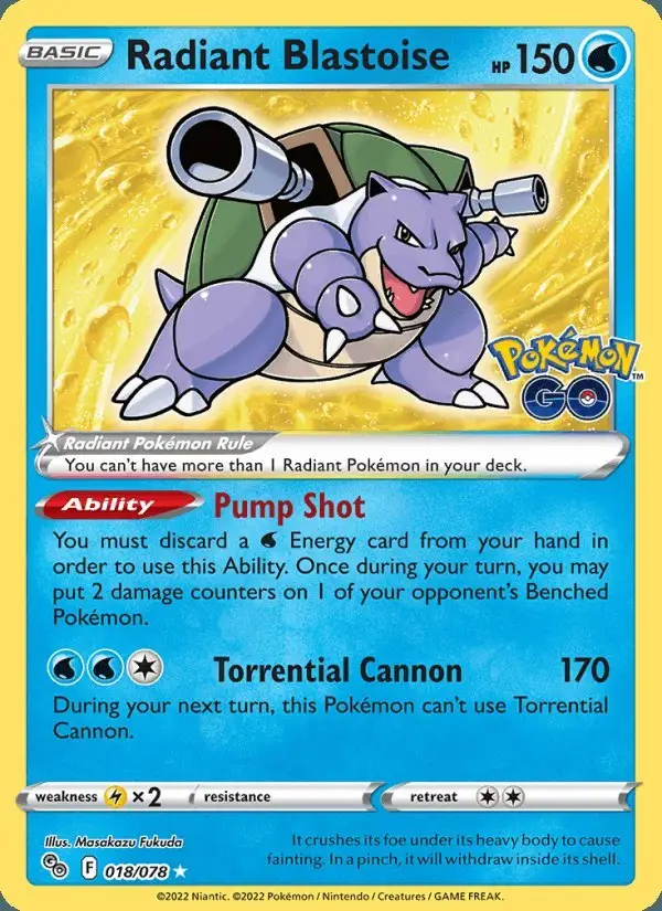 Radiant Blastoise #018 Pokémon GO PSA 10