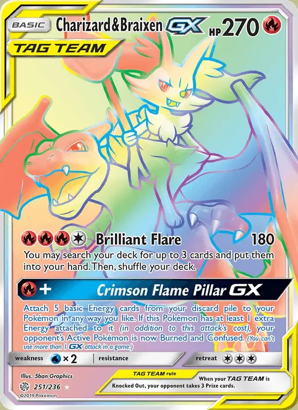 Charizard & Braixen GX #251 Cosmic Eclipse PSA 10