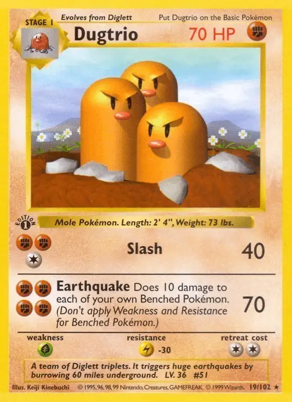 Dugtrio #19 Base Set PSA 10