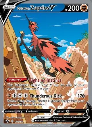 Galarian Zapdos V #174 Chilling Reign PSA 10