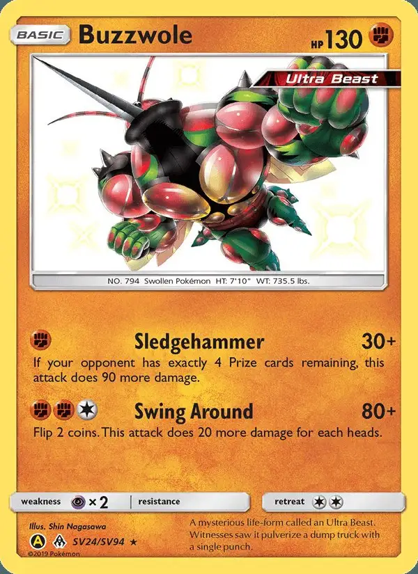 Buzzwole #SV24 Hidden Fates Shiny Vault PSA 10