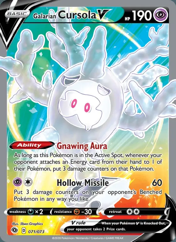 Galarian Cursola V #71 Champion's Path PSA 10