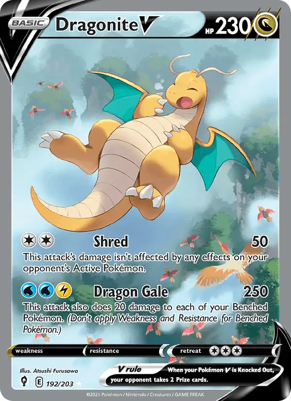 Dragonite V (Full Art) #192 Evolving Skies PSA 10