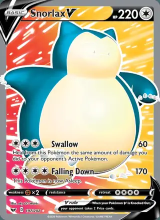 Snorlax V #197 Sword & Shield PSA 10