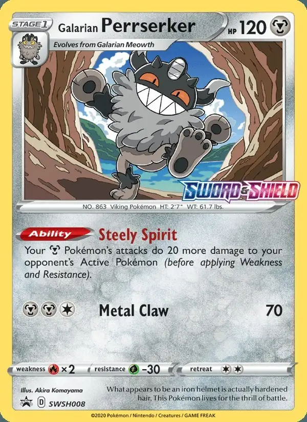 Galarian Perrserker #SWSH008 SWSH Black Star Promos PSA 10
