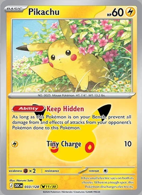 Pikachu #033 30th Celebration PSA 10