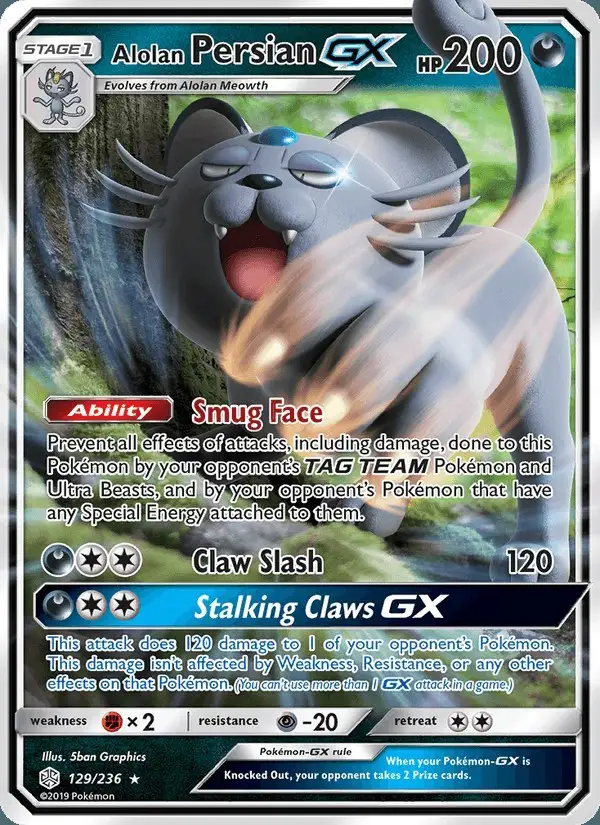 Alolan Persian GX #129 Cosmic Eclipse PSA 10