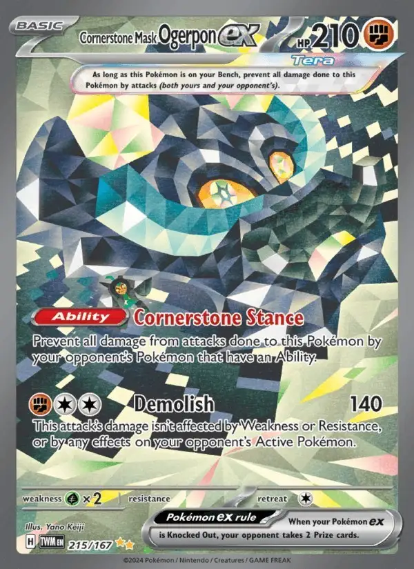 Cornerstone Mask Ogerpon ex #215 Twilight Masquerade PSA 10