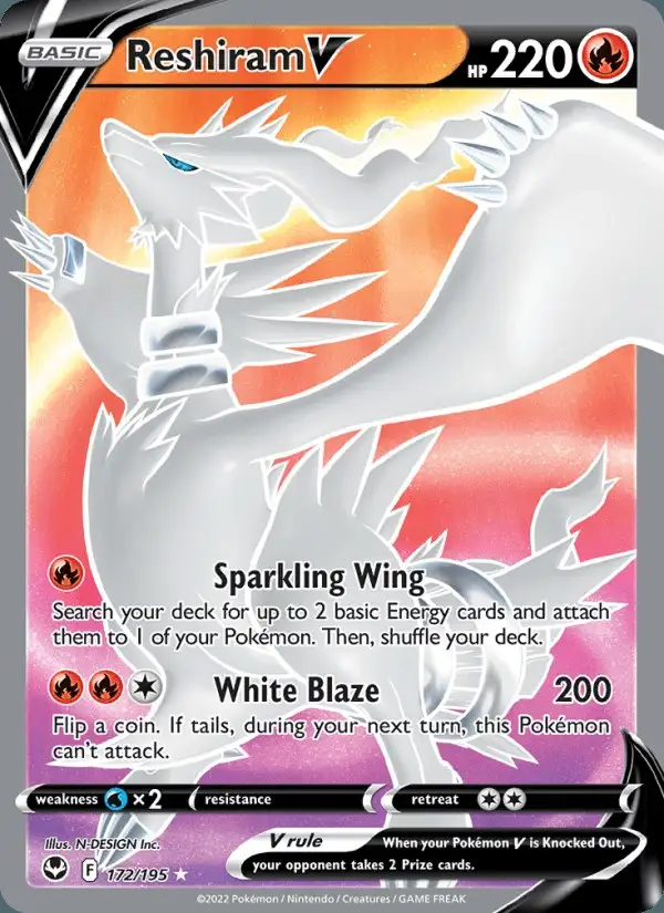 Reshiram V #172 Silver Tempest PSA 10
